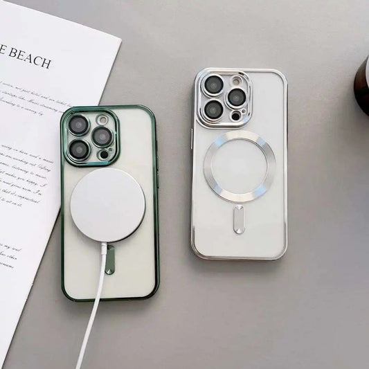 Skal till iPhone 15, Pro & Max magnet för enkel laddning elektroplätering