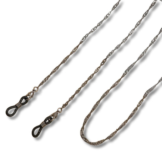 Snurrad kedja till solglasögon Retro Vintage silver grå glasögon