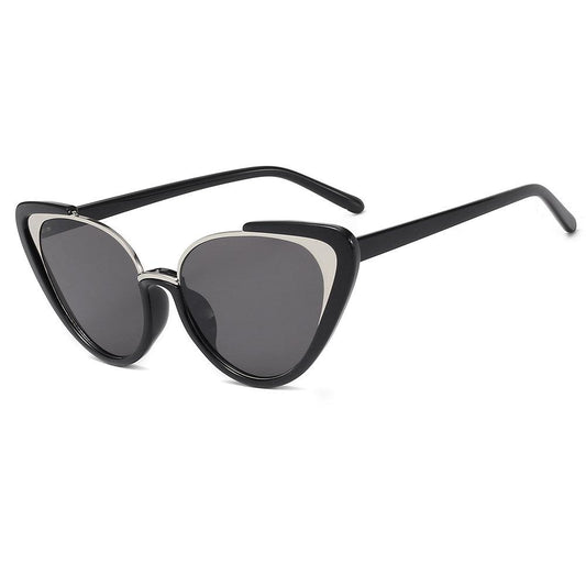 Stylish Black 2024 Metal Cat-Eye Sunglasses for Women