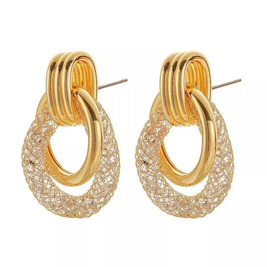 Snygga örhängen ringar hoops geometric mesh tråd old money