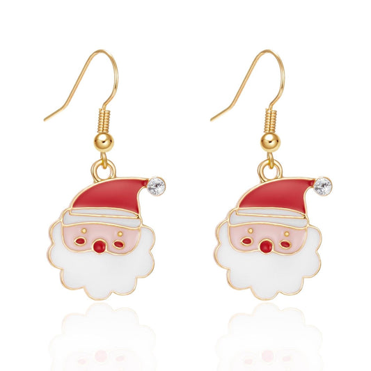Stylish earrings cute Santas with beards and Santa hats
