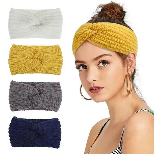 Knitted headband with a beautiful knot on the front boho winter autumn