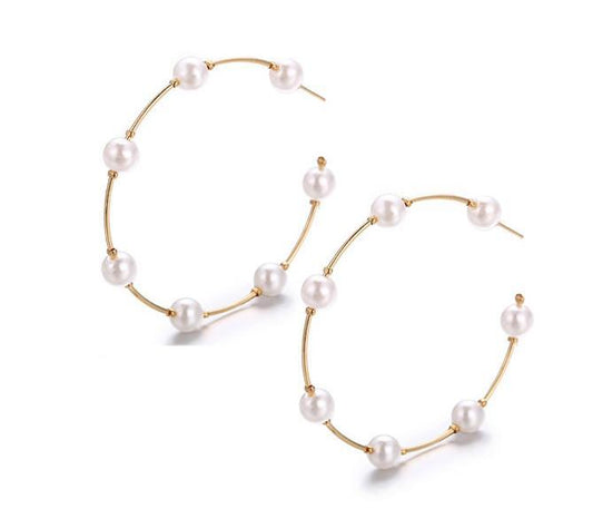 Large Hoops / Rings with pearls