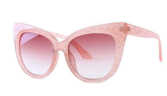 Large pink cateye sunglasses UV400 glitter
