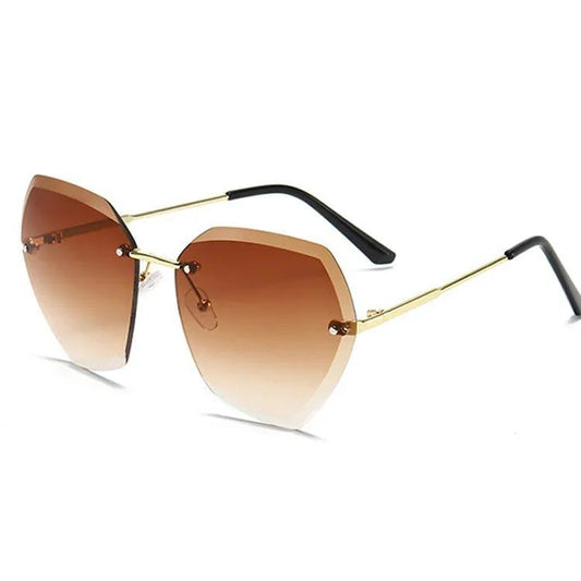 Stora solglasögon med stigande styrka brun beige oversize 70-tal