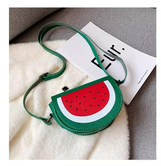 Söt väska för barn med axelrem vattenmelon frö rosa