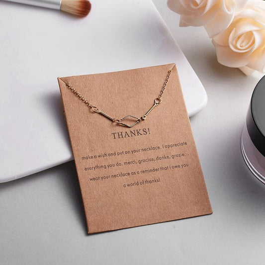 Thanks necklace with oval 18K gold plated gift thank you Christmas present