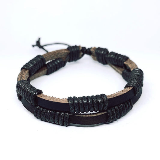 Two in one handmade bracelets with all black bands