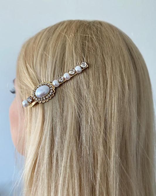 Unique hairpin with pearls and rhinestones 1 charm