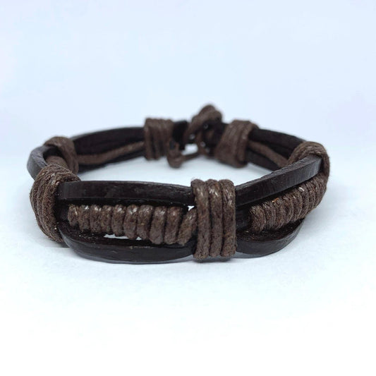 Unikt handgjort armband för män i brunt & svart läder