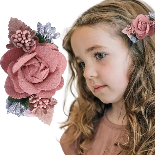 Vacker hårklämma för flickor med blommor rosor blad