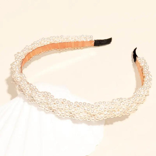 Beautiful wide tiara braided pearl band classically beautiful