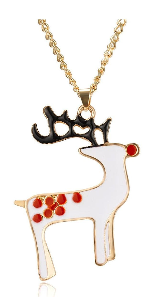 Beautiful fun necklace with Christmas white pure gold