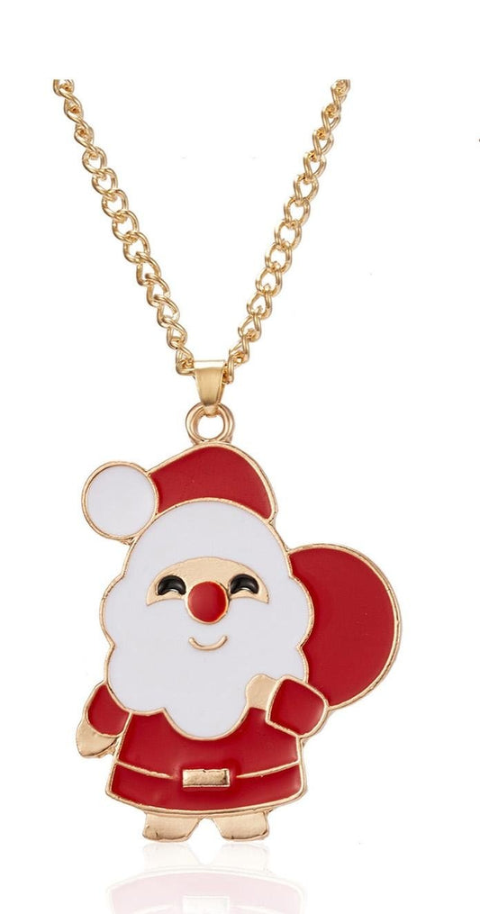 Beautiful funny necklace Santa with Santa hat Santa Claus gold sack