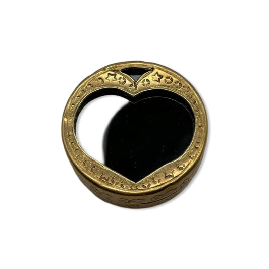 Vintage copper snuff box with mirror and heart detail