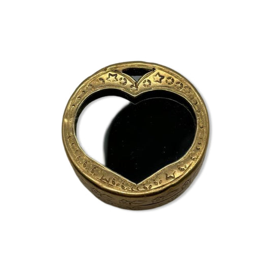 Vintage copper snuff box with mirror and heart detail