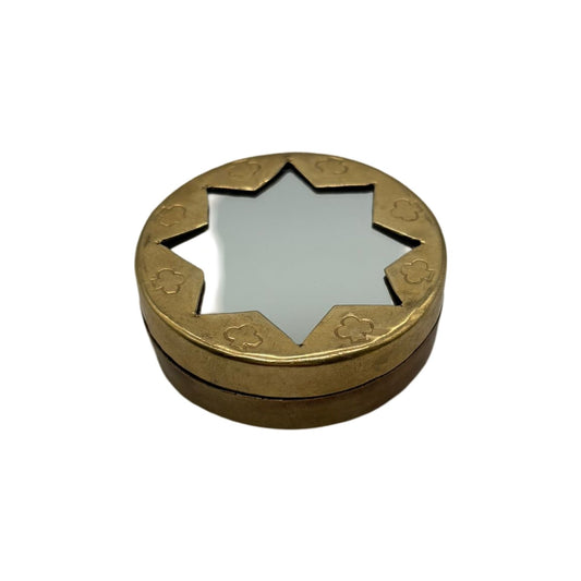 Vintage snusdosa i koppar med spegel och stjärn-detalj