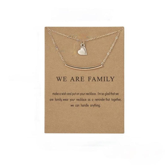 We are family - familj hjärta halsband med 18K guldpläterad gåva valentines