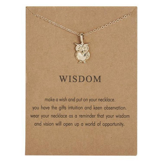 Wisdom necklace with owl 18K gold plated gift student graduation Christmas present