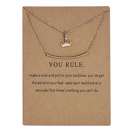 You rule - necklace with a crown 18K gold plated gift valentines
