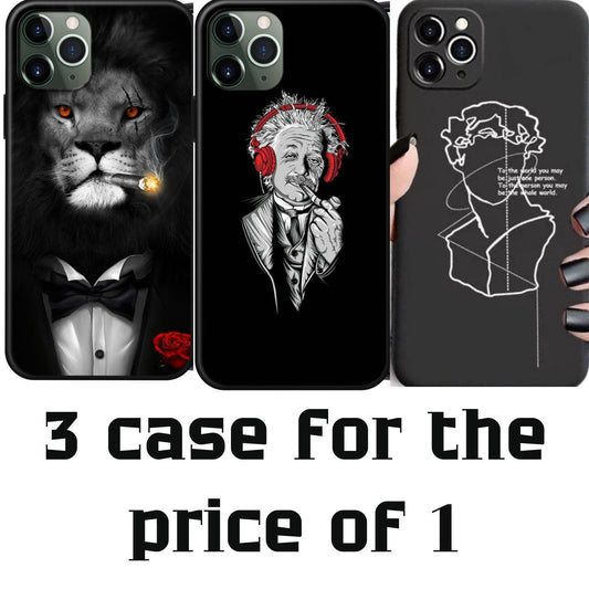 iPhone 12 & 12 Pro 3-PACK case lion Einstein Statue