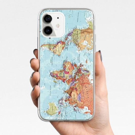 iPhone 12, 12 Pro & Max shell w. world map blue continents