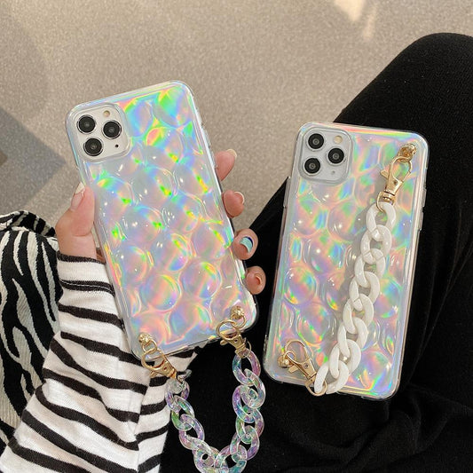 iPhone 12 & 12 Pro Cover 3D glitter ankle strap neon