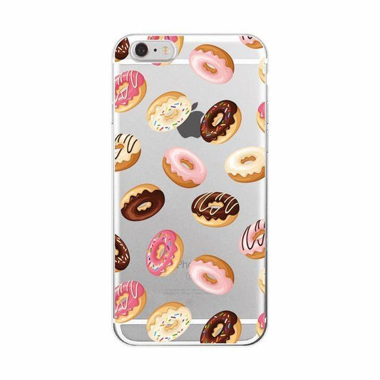 iPhone 12 Pro Max transparent case med donuts m choklad rosa
