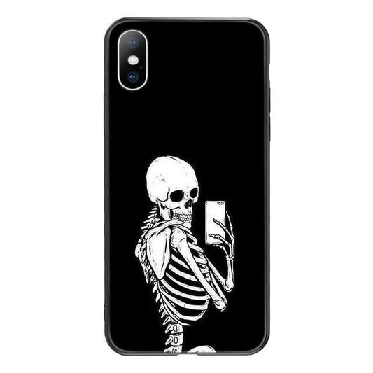 iPhone 13, Pro & Max case with skeleton taking a selfie in the mirror