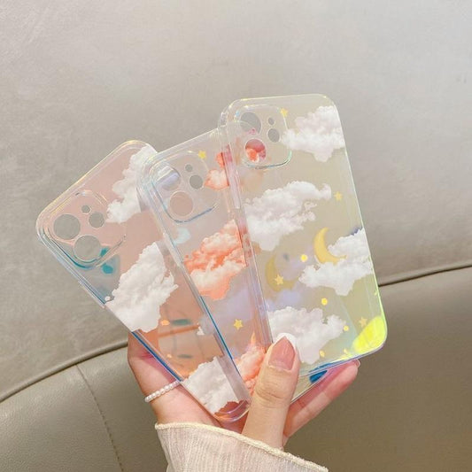 iPhone 13 holographic shell with cloud star moon transparent
