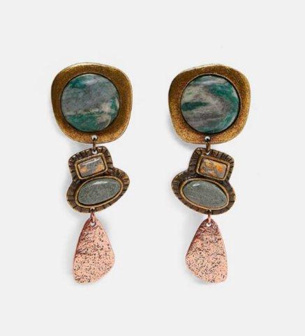 Earring in various metals and stones