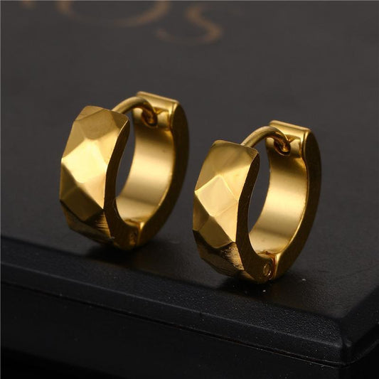 Earrings for men 18K gold plated stainless steel 9mm