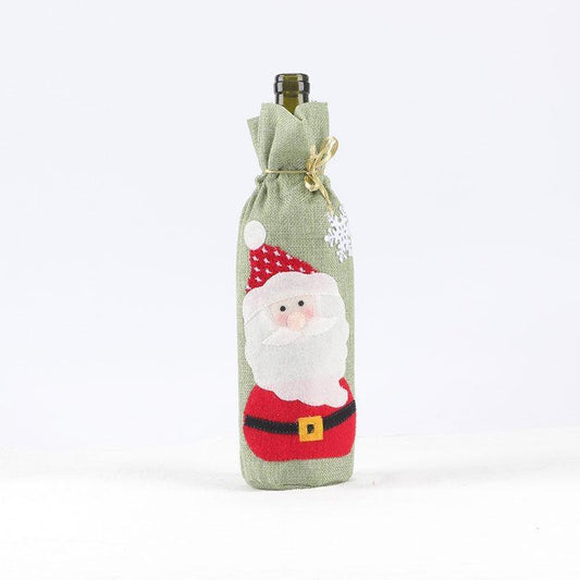 Cover for wine or champagne bottle with Santa's gift