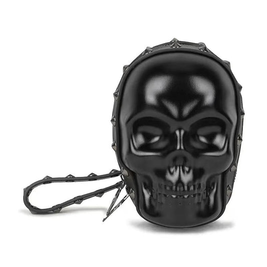 Punk Style Handbag with Skull Motif - Skull Design in vegan leather