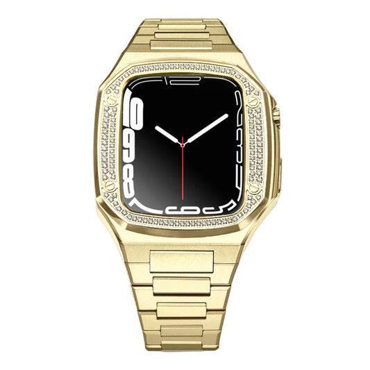 Noorzai S-Apple Watch Luxury Case Band Strass Diamonds iWatch 7 Gold