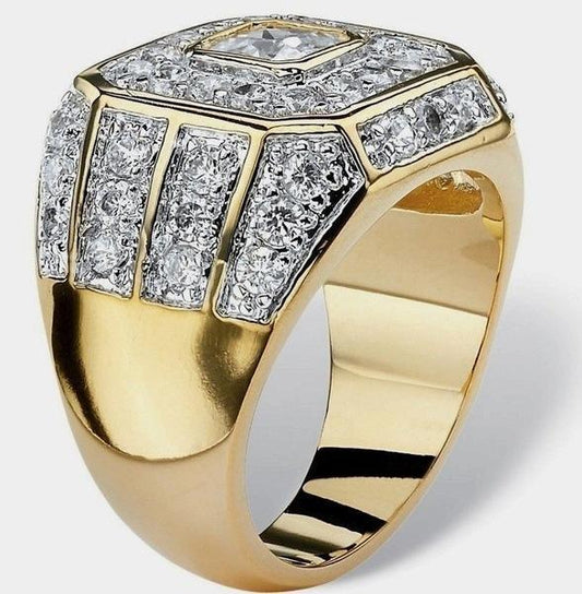Elegant ring for men in gold and stones royal style