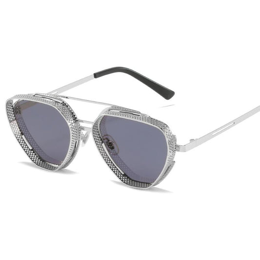 Unusual unique pilot sunglasses with grids for men