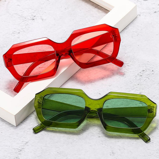 70s inspired oval sunglasses 100% UV protection green red