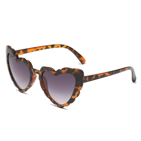 Retro heart-shaped sunglasses ladies leopard glitter UV400