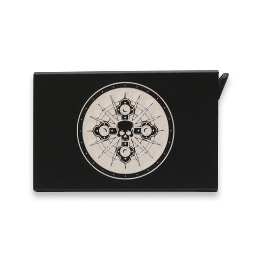 Skull with moons, crosses, goth - durable card wallet with anti skim
