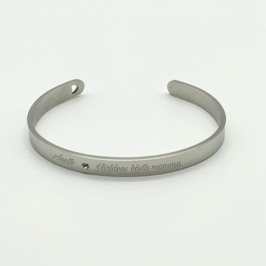 Stainless steel bracelet with cut-out heart and diamond
