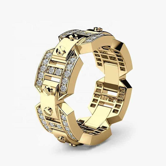 Unique handmade gold ring for men punk luxury design