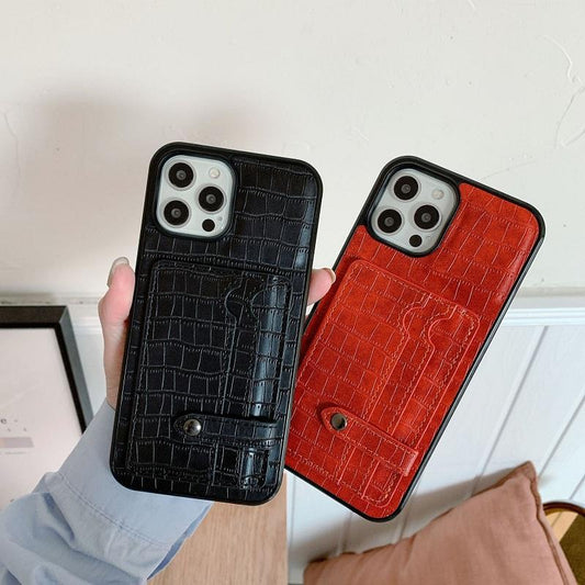 iPhone 13, 13 Pro, 13 Pro Max wallet case black genuine leather