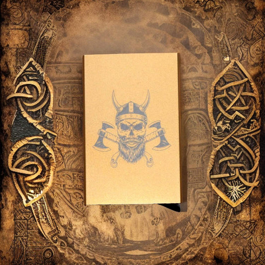 Cool gold credit card holder viking skull - durable card wallet with anti skin