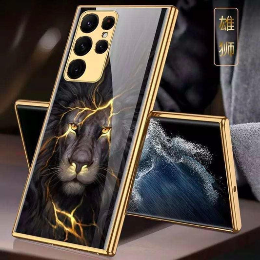Luxury Samsung S22, Plus & Ultra shell lion flashes gold