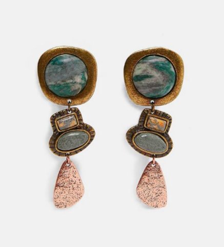 Earring in various metals and stones