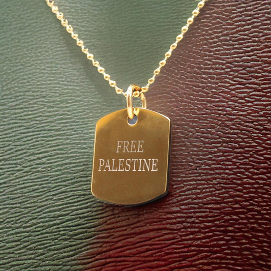 Gold-plated tray text FREE PALESTINE Palestine freedom