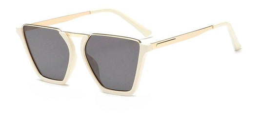 Vintage Half Frame Sunglasses UV400 White frame black glass Gigi