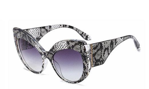 Oversized sunglasses Cat Eyes lace UV400 Khloe black and white