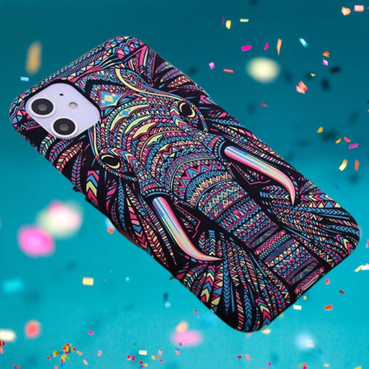 iPhone 12 13 pro max luminous case with colorful elephant